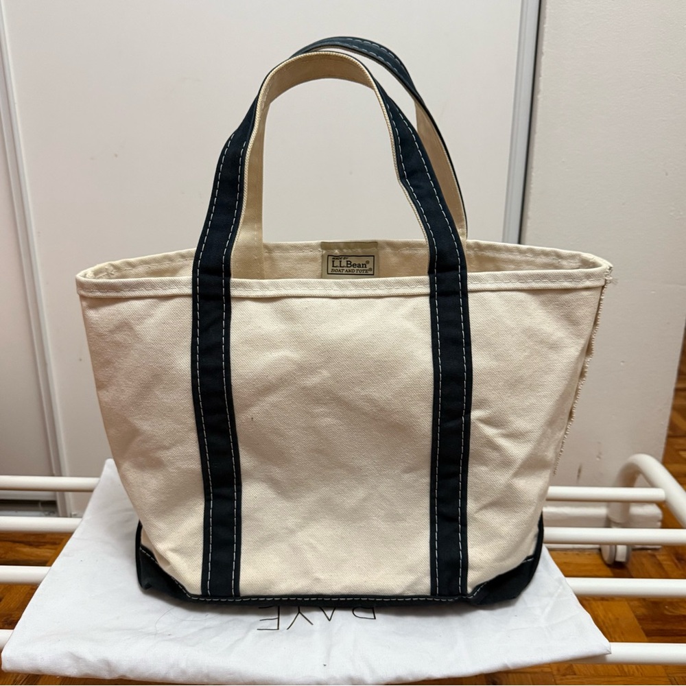L.L. Bean Women's Canvas Tote Bag - Cream and Black